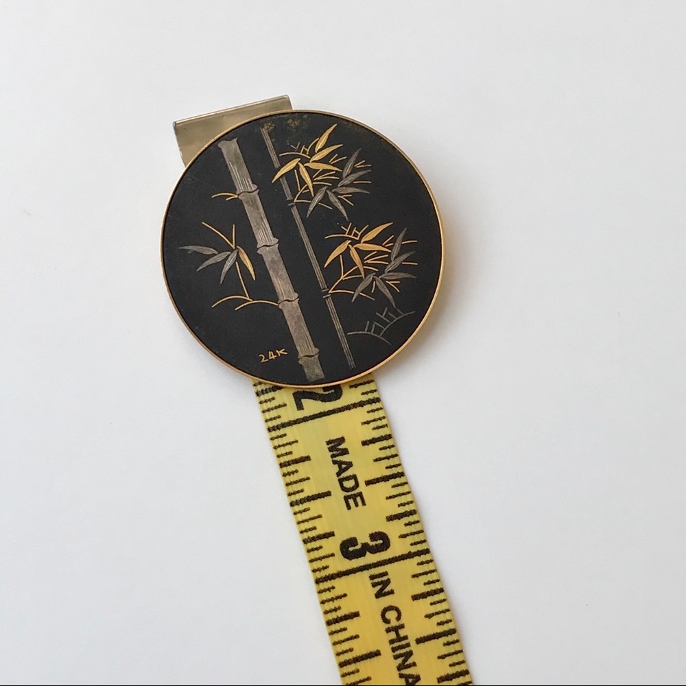 VTG 24k Damascene Black Amita Japan Pin Brooch - Picture 5 of 6